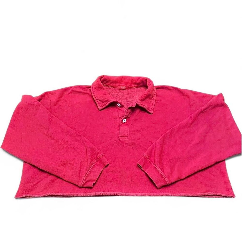 John Galt, Brandy Melville Sweatshirt Women's OS Red  Polo Rugby Cropped Shirt